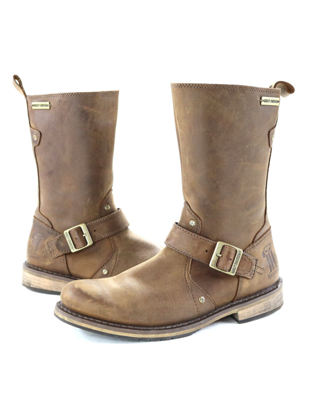 harley davidson Willie G. boots 9 brown leather Brendan #1 ankle 10" zip pull